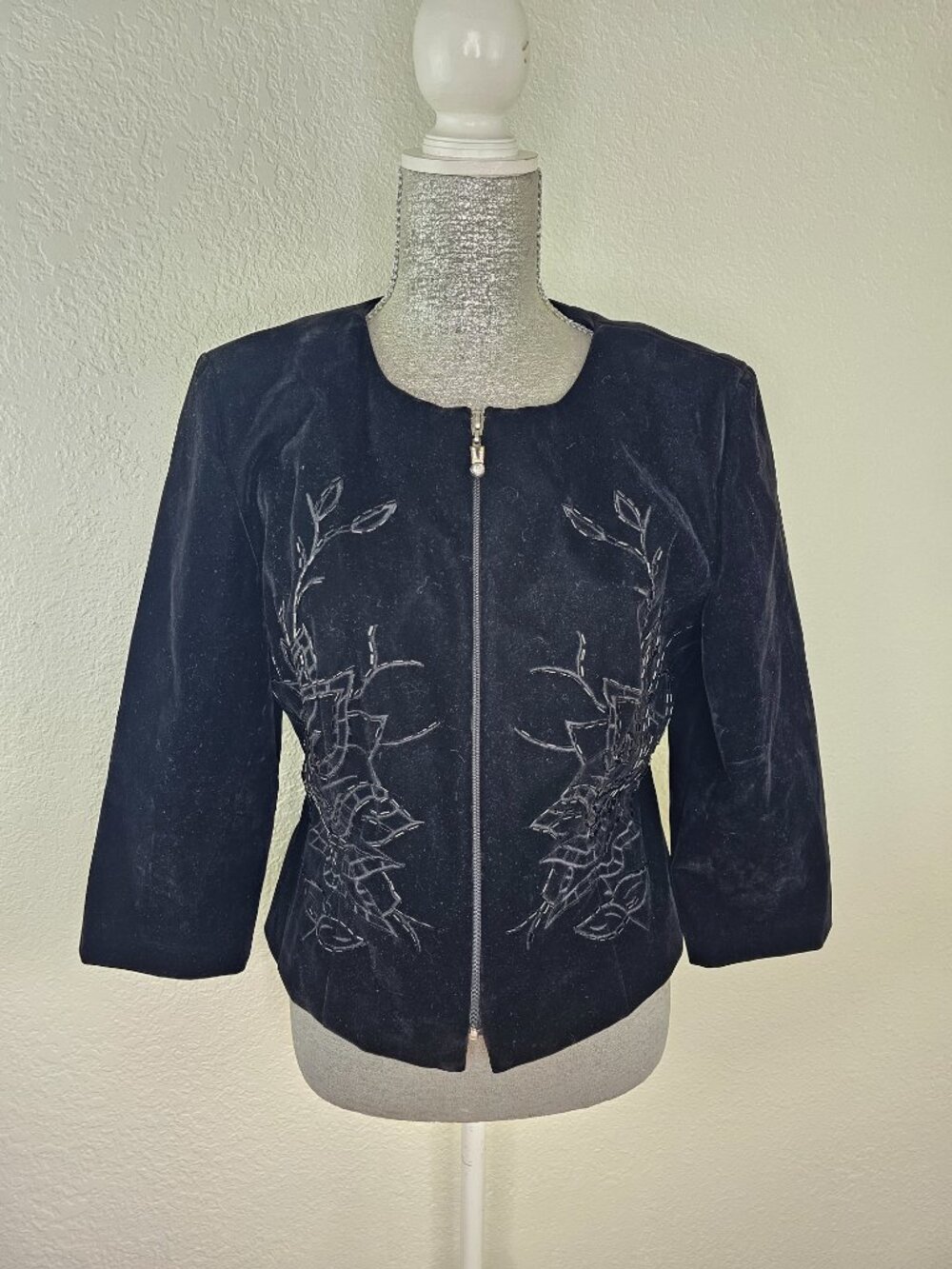 Joseph Ribkoff Black Beaded Velvet Jacket Size 10